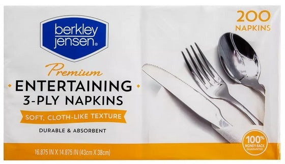 Berkley Jensen Premium Entertaining Dinner Napkins, 200 ct