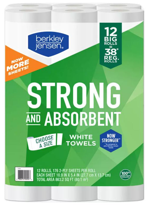 Berkley Jensen Strong And Absorbent White Towels , 12 ct