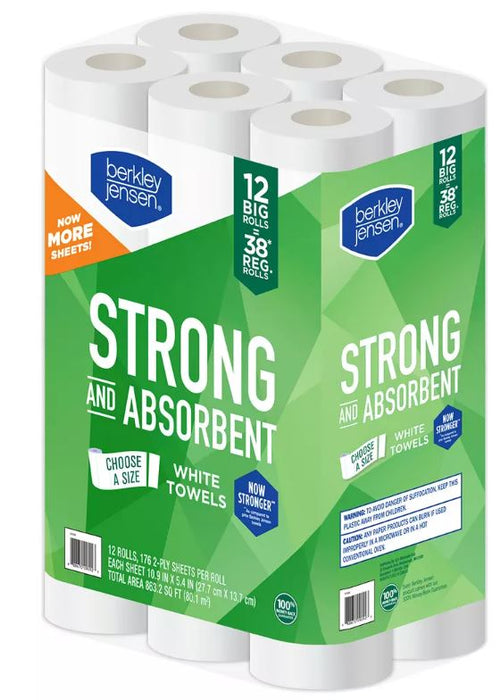 Berkley Jensen Strong And Absorbent White Towels , 12 ct