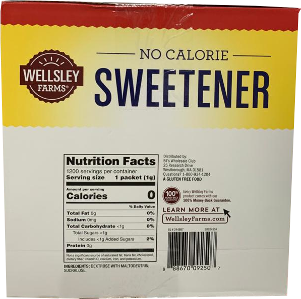 Wellsley Farms No Calorie Sweetener, 1200 ct