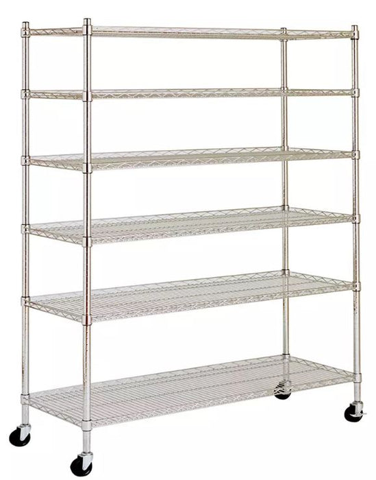 Berkley Jensen 48" 6-Shelf Steel Rack, Chrome , 1 pc