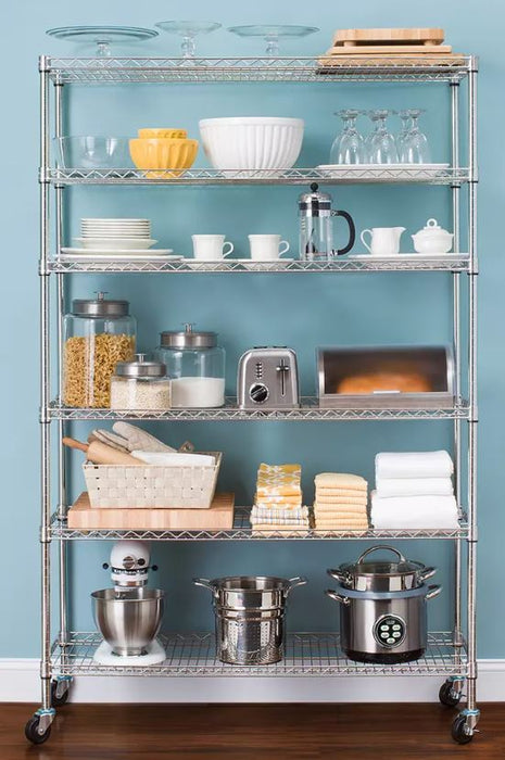 Berkley Jensen 48" 6-Shelf Steel Rack, Chrome , 1 pc