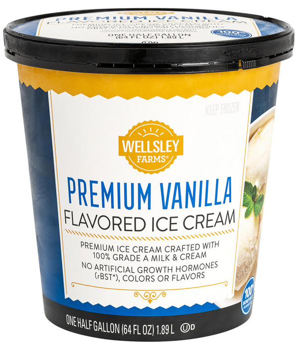 Wellsley Farms Premium Vanilla Ice Cream , 64 oz