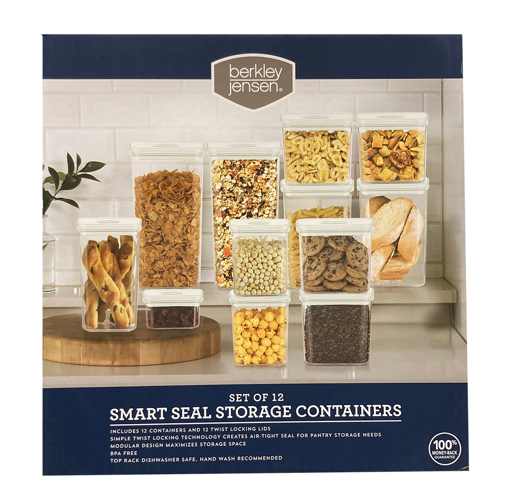 Berkley Jensen Smart Seal Storage Container, 12 pc