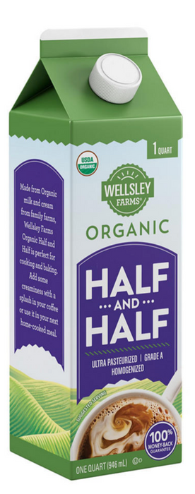 Wellsley Farms Organic Half & Half , 946 ml