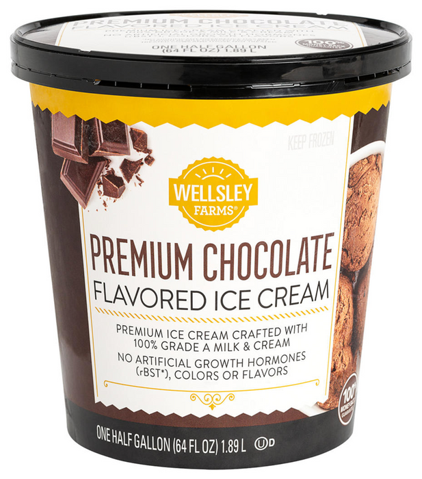 Wellsley Farms Premium Chocolate Ice Cream , 64 oz