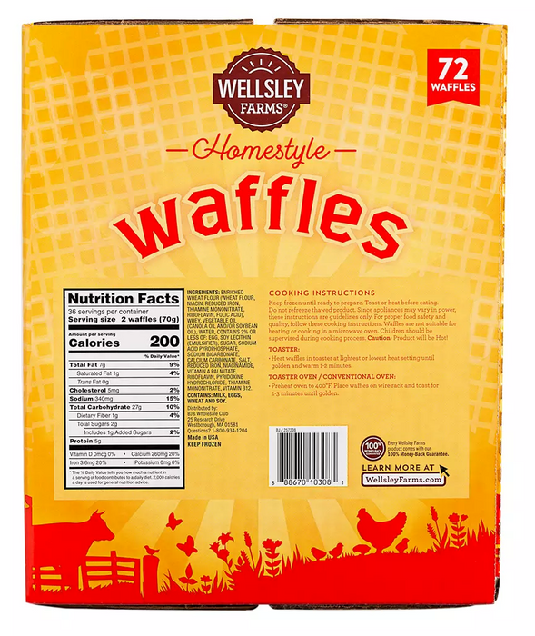 Wellsley Farms Homestyle Waffles , 72 ct