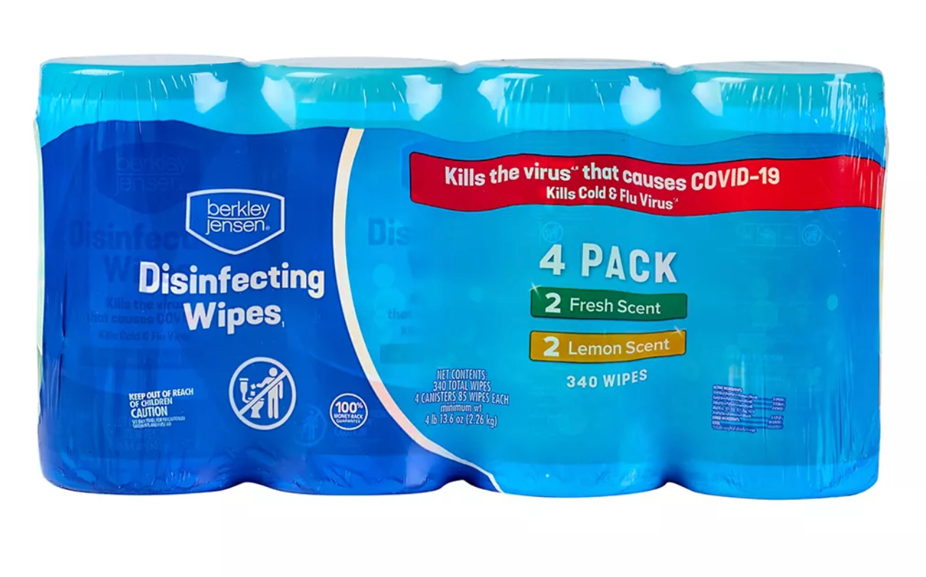 Berkley Jensen Household Disinfecting Wipes, 4 x 85 ct —