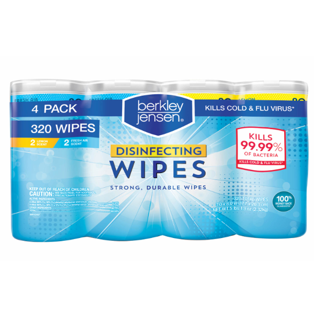 Berkley Jensen Disinfecting Wipes, 4-Pack , 4 x 80 ct