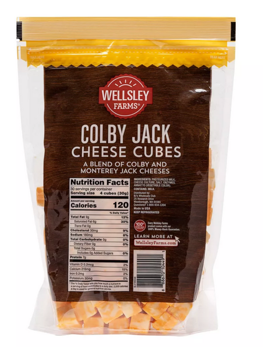 Wellsley Farms Colby Jack Cheese Cubes , 2 lbs