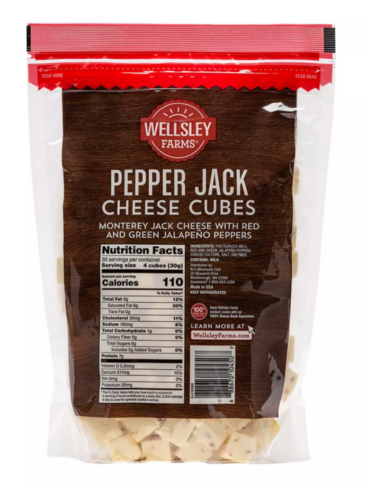 Wellsley Farms Pepper Jack Cheese Cubes , 2 lbs