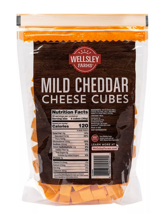 Wellsley Farms Mild Cheddar Cheese Cubes , 2 lbs