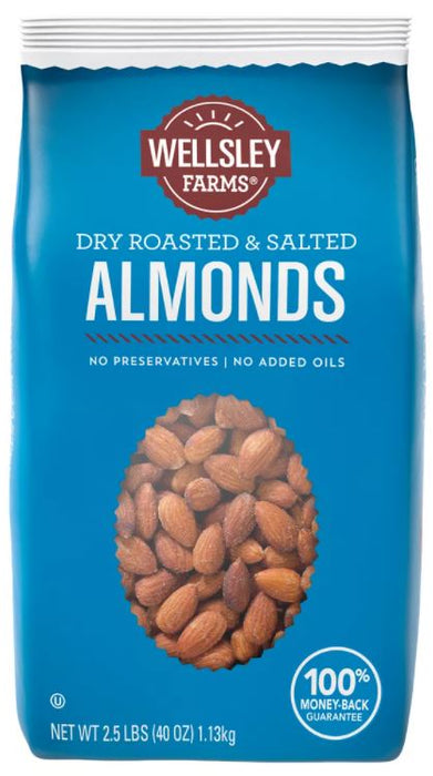 Wellsley Farms Dry Roasted & Salted Almonds , 40 oz