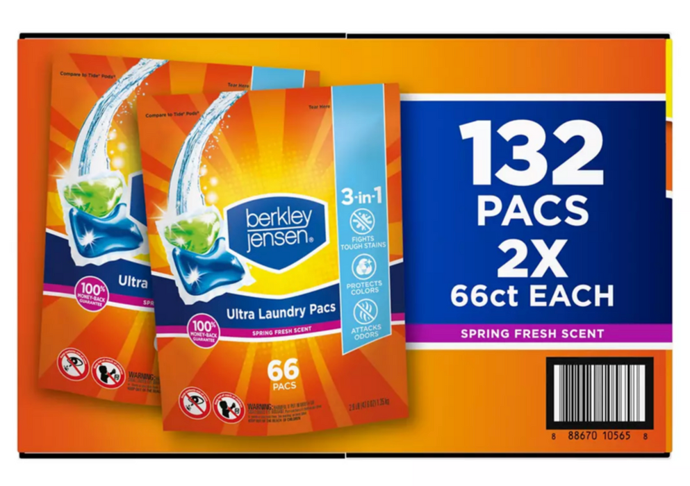 Berkley Jensen Spring Fresh Ultra Laundry Detergent Pacs , 132 ct