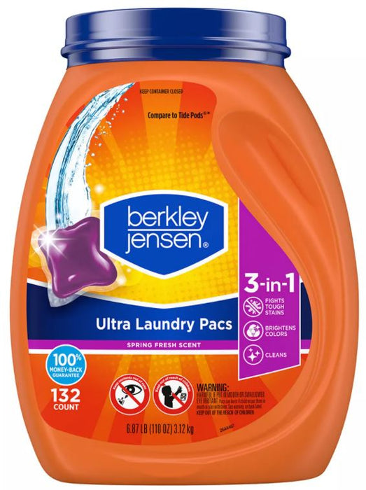 Berkley Jensen Ultra Laundry Pacs, 3-in-1 , 132 ct