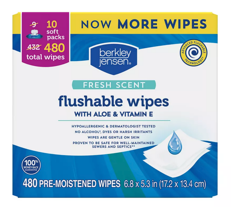 Berkley Jensen Flushables Wipes , 480 ct