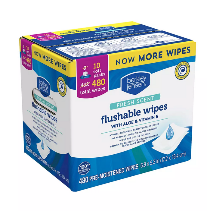 Berkley Jensen Flushables Wipes , 480 ct