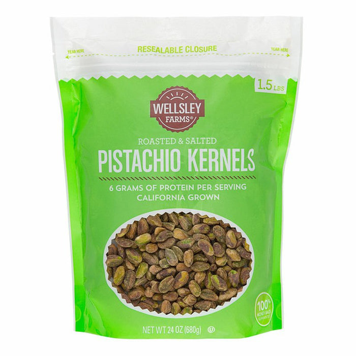 Wellsley Farms Roasted & Salted Pistachio Kernels, 24 oz