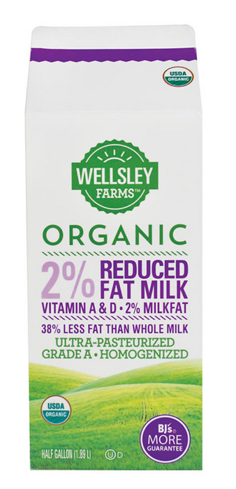 Wellsley Farms Organic 2% Milk , 64 oz