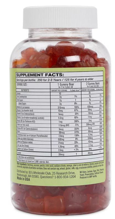 Berkley Jensen Kids Multivitamin Chewable Gummies , 250 ct