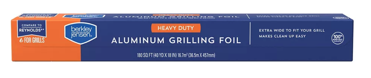 Berkley Jensen Heavy Duty 18" Width Aluminum Grilling Foil, 180 SQFT, 1 pc