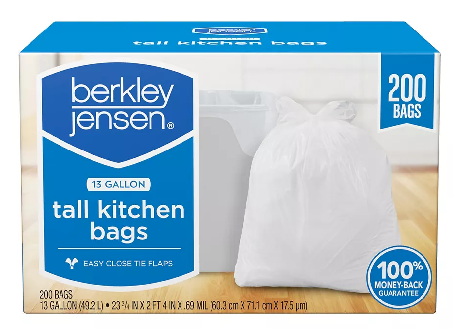 Berkley Jensen 13-Gallon Tall Kitchen Bags, 200 ct