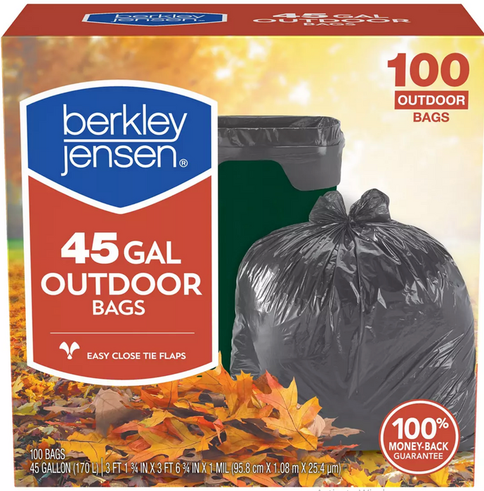 Berkley Jensen 45-Gal Outdoor Lawn & Leaf Trash Bags , 100 ct