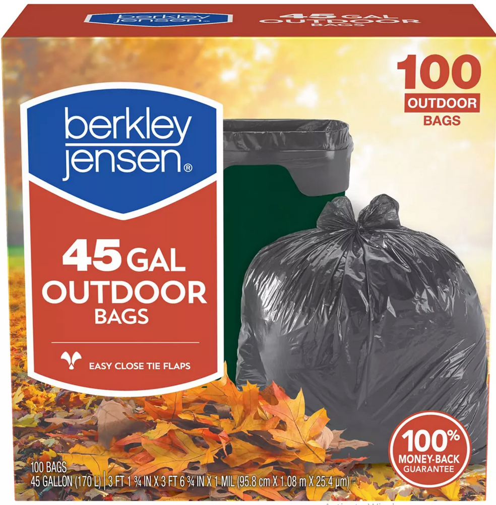 Berkley Jensen 45Gal Outdoor Lawn & Leaf Trash Bags , 100 ct —