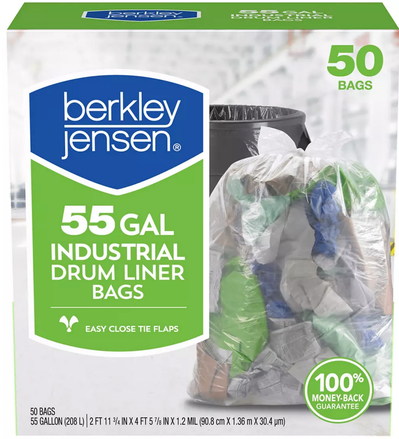 Berkley Jensen 55Gal Industrial Drum Liner Trash Bags , 50 ct —