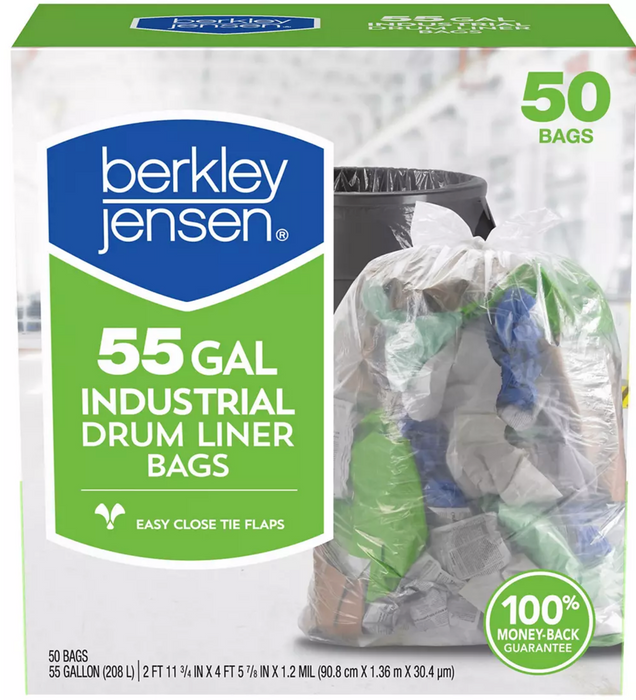 Berkley Jensen 55-Gal Industrial Drum Liner Trash Bags , 50 ct