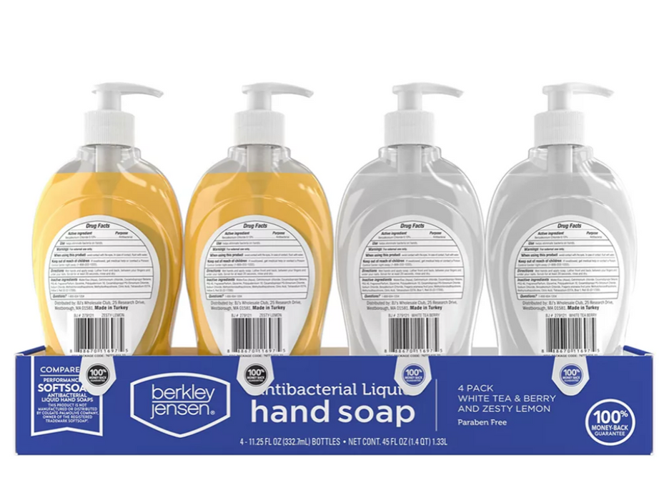 Berkley Jensen Antibacterial Hand Soap, 4-Pack, 4 x 11.25 oz