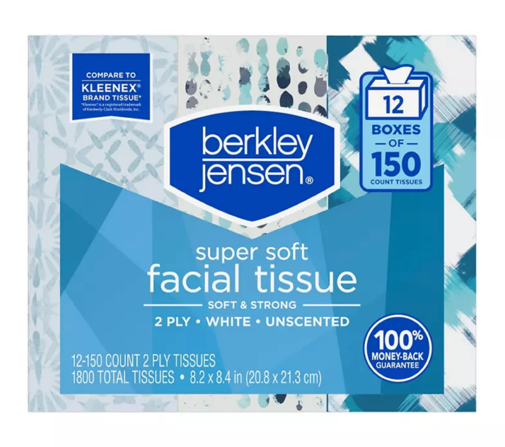 Berkley Jensen 2-Ply Facial Tissue, 12-Pack, 12 x 150 ct