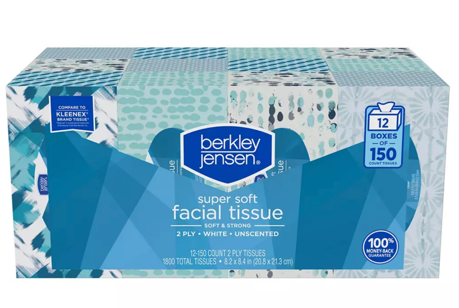 Berkley Jensen 2-Ply Facial Tissue, 12-Pack, 12 x 150 ct