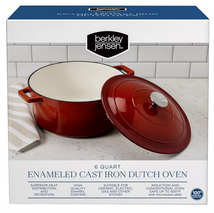 Berkley Jensen 6 qt. Enamel Cast Iron Dutch Oven, Red , 6 qt