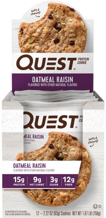 Quest Protein Cookies, Oatmeal Raisin, 12 x 63g