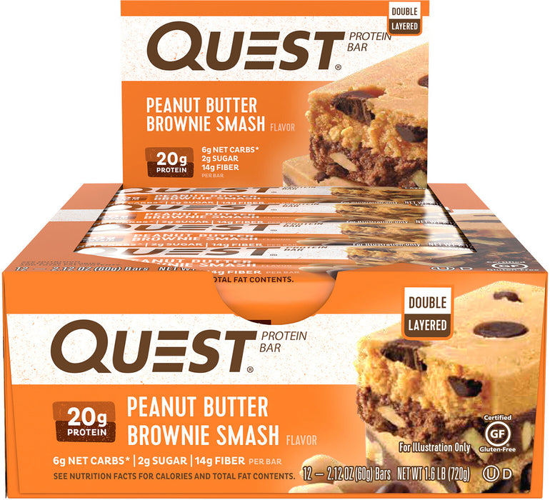 Quest Protein Bars, Peanut Butter Brownie Smash, 12 x 60 g