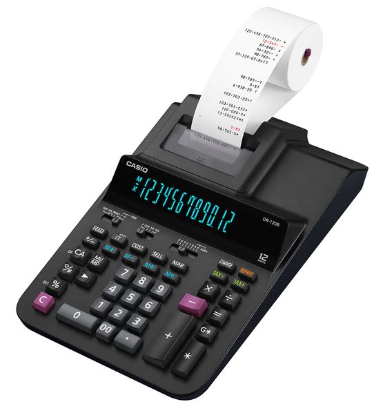 Casio Desktop Printing Calculator, 2-Color Printing, DR-120R-BK, 1 ct
