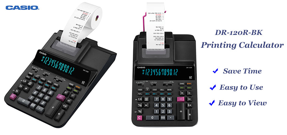Casio Desktop Printing Calculator, 2-Color Printing, DR-120R-BK, 1 ct
