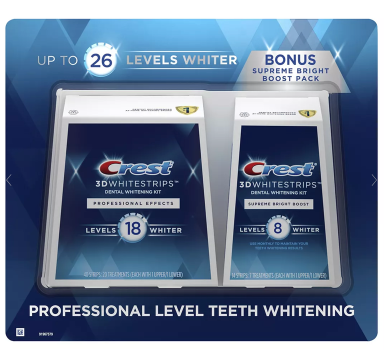 Crest 3D Whitestrips + Supreme Bright At-Home Whitening Kit , 27 ct