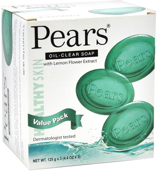 Pears Oil Clear Soap Bar with Lemon Flower Extract, 3 x 125 gr