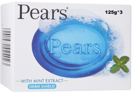 Pears Germ Shield Soap Bar with Mint Extract, 3 x 125 gr