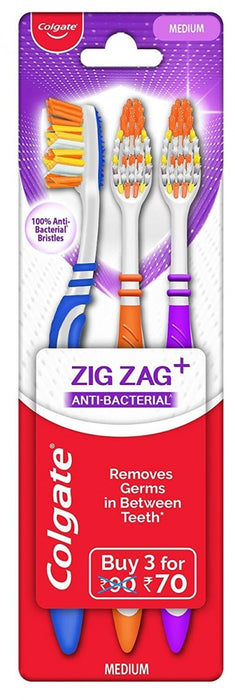 Colgate Zig Zag Anti-Bacterial Toothbrush , 3 pcs
