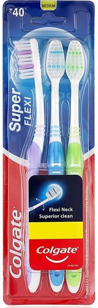 Colgate Super Flexi Toothbrush With Tongue Cleaner, Soft , 3 ct ...