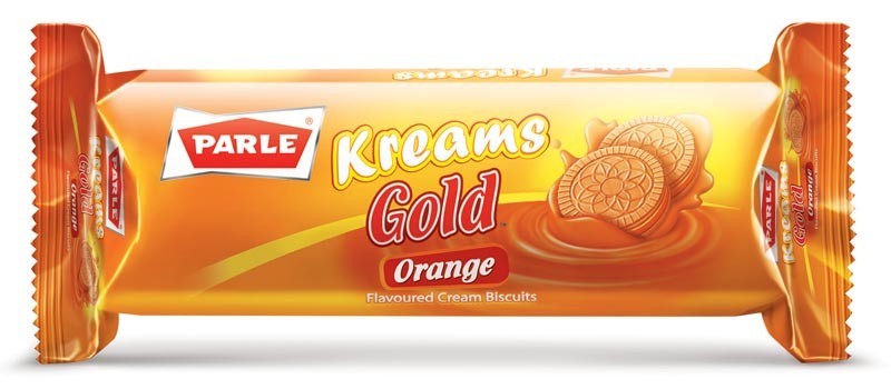 Parle Kreams Gold Orange Flavoured Cream Biscuits, 74.97 gr