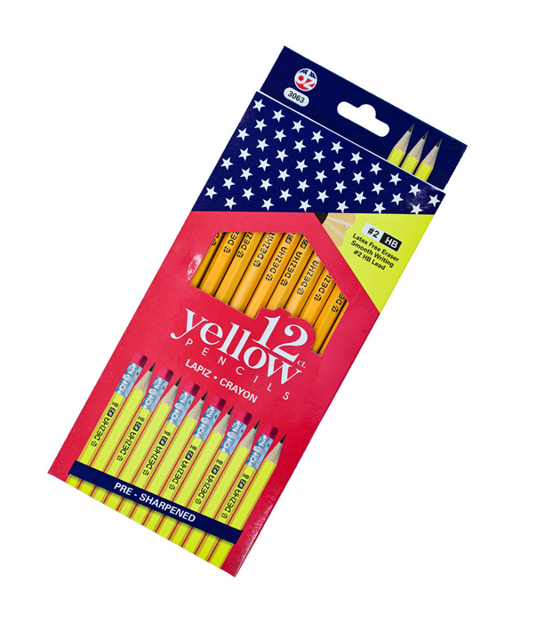 Dezha Yellow Pencils, #2 HB, 12 ct