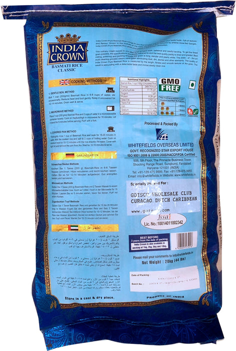 India Crown Premium Basmati Rice, 10 kg