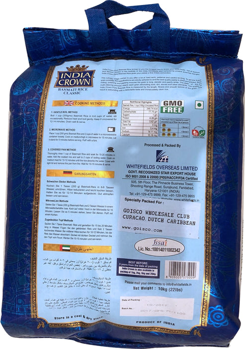 India Crown Premium Basmati Rice, 20 kg