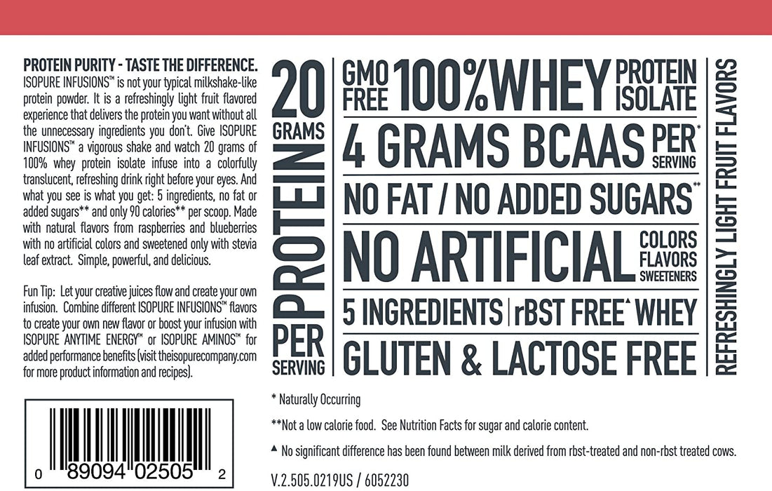 ISOPURE Infusions Mixed Berry Protein Powder, 20 g Protein, 14.1 oz, 0.88 lbs (400 gr)