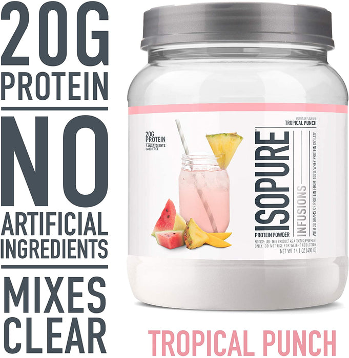 ISOPURE Infusions Tropical Punch Protein Powder, 20 g Protein, 14.1 oz, 0.88 lbs (400 gr)