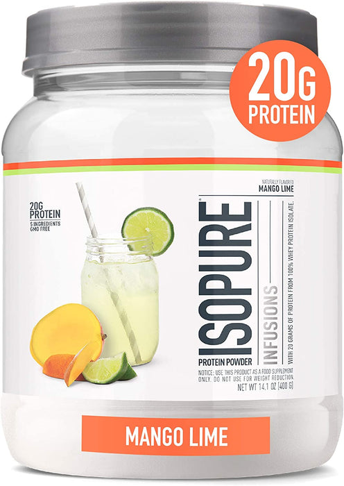 ISOPURE Infusions Mango Lime Protein Powder, 20 g Protein, 14.1 oz, 0.88 lbs (400 gr)